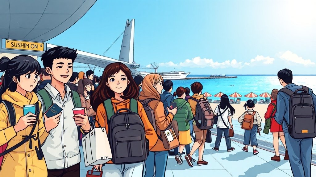 부산항 국제여객터미널 이용 꿀팁 (cartoon 스타일)