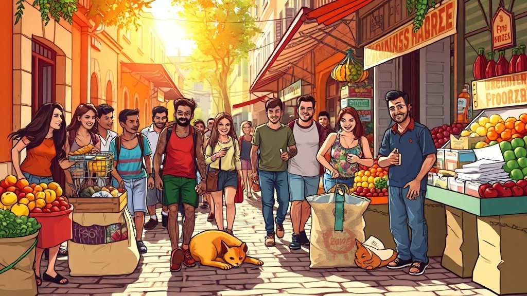 사용처 및 제한 업종 (cartoon 스타일)