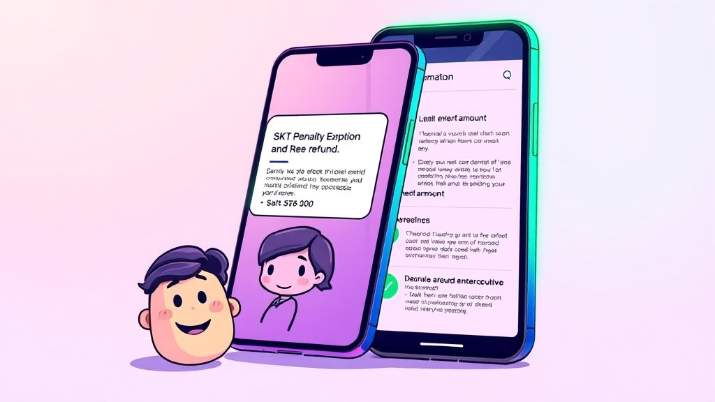 SKT 위약금 면제 대상 확인 (cartoon 스타일)