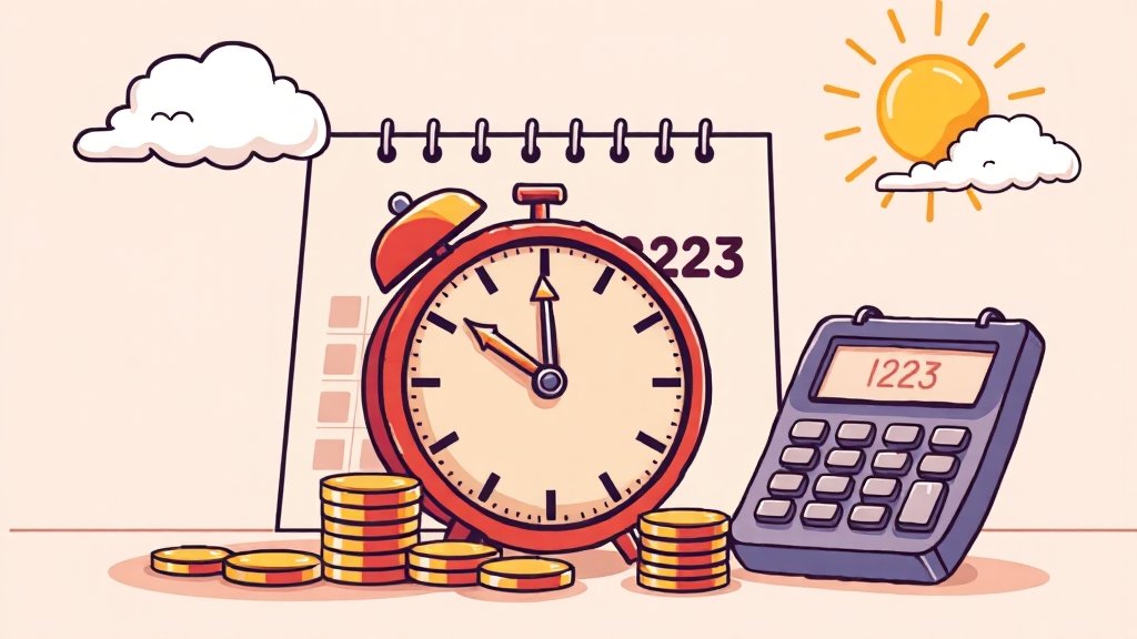 2025년 최저시급 완벽 가이드: 계산법, 인상률, 소상공인 영향까지 2 주휴수당 포함 계산법 (cartoon 스타일)