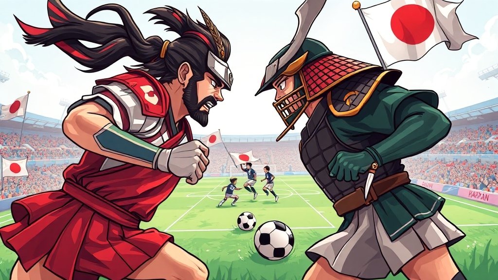 대한민국 및 일본 대표팀 전력 분석 (cartoon 스타일)