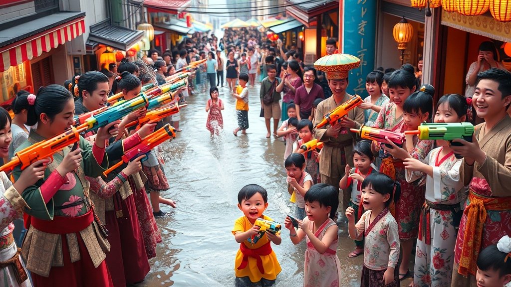 살수대첩 거리 퍼레이드 (illustration 스타일)