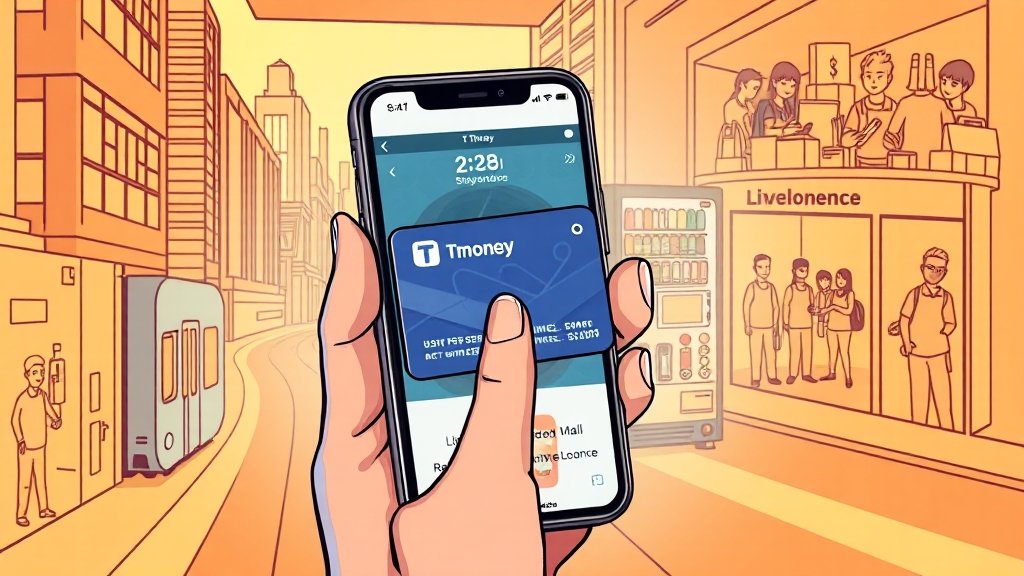 애플페이 티머니 활용 & 한계 (cartoon 스타일)