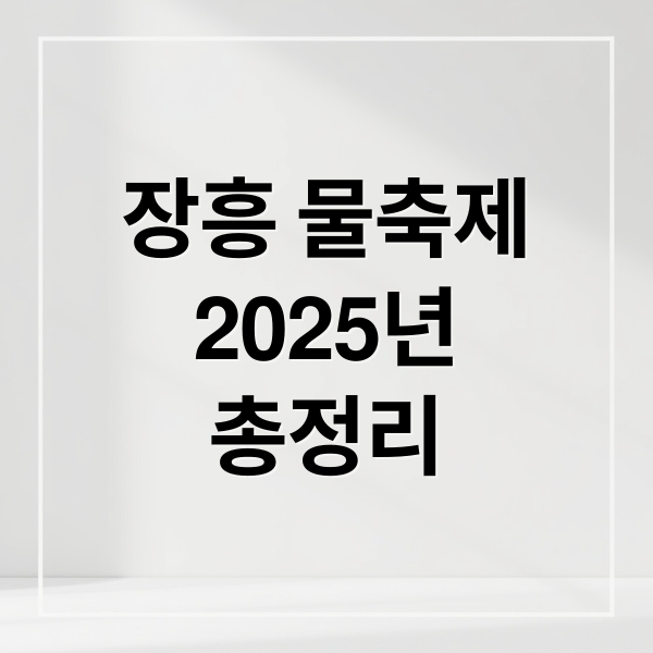 2025 장흥 물축제: 일정, 라인업, 준비물 완벽 가이드