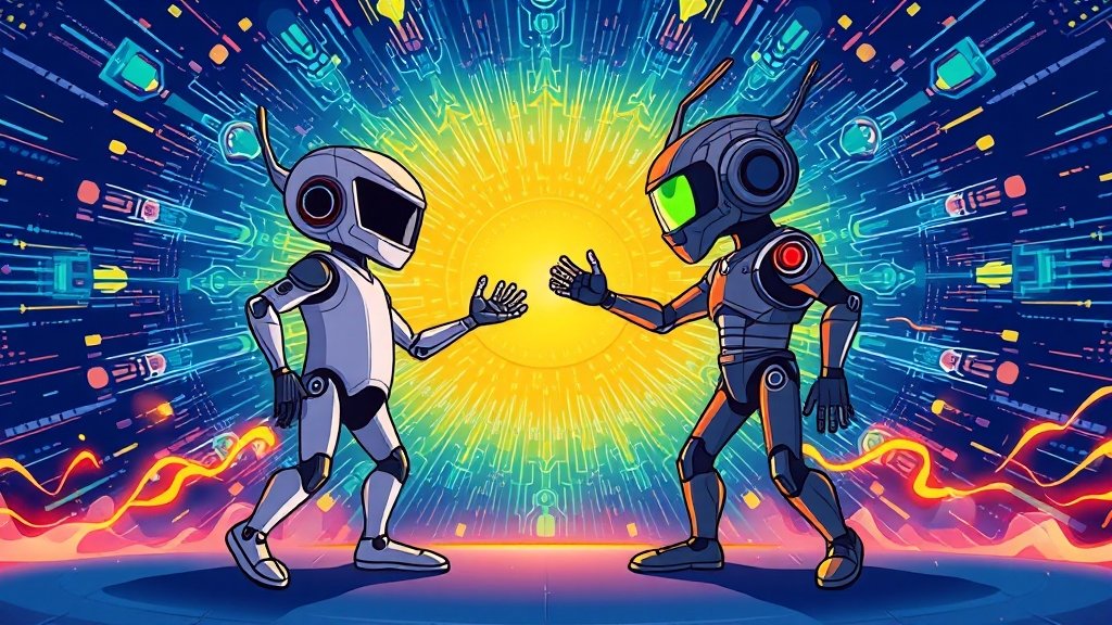 챗GPT vs 제미나이: 기능 비교 (cartoon 스타일)