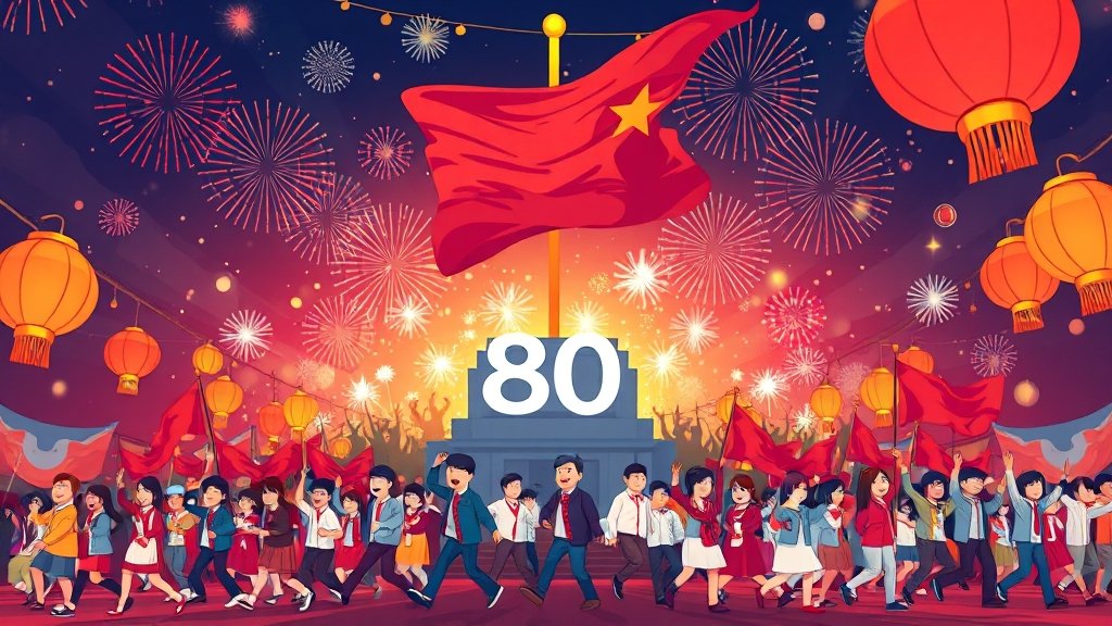 광복절 기념 행사 참여 (cartoon 스타일)