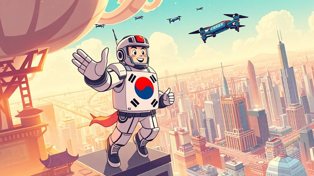 광복 후 대한민국 발전 (cartoon 스타일)