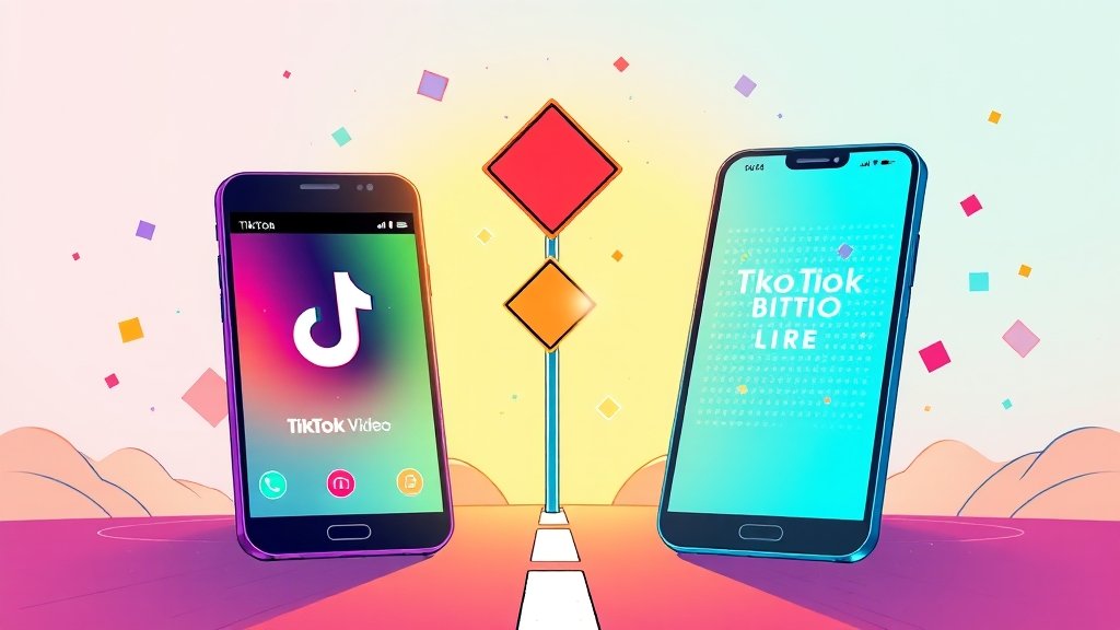 틱톡 vs 틱톡 라이트, 뭐가 다를까? (illustration 스타일)