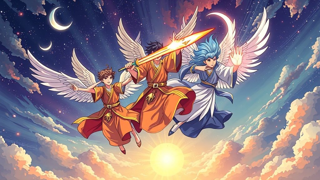 천사들의 능력과 역할 (cartoon 스타일)