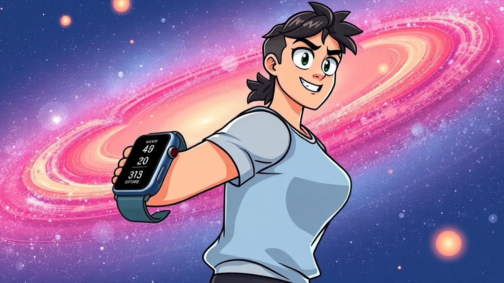 워치8 AI 헬스케어 기능 및 에너지 점수 (cartoon 스타일)