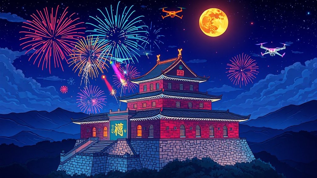 밤하늘 빛의 향연 (cartoon 스타일)