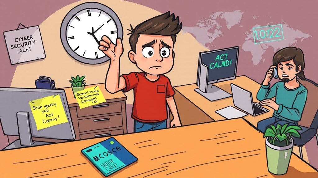 해킹 피해 발생 시, 이렇게 대처하세요! (cartoon 스타일)