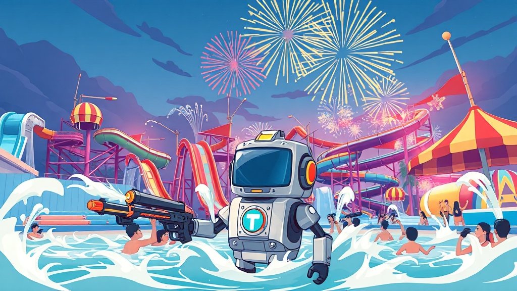 시원한 워터파크 & 특별 이벤트 (cartoon 스타일)