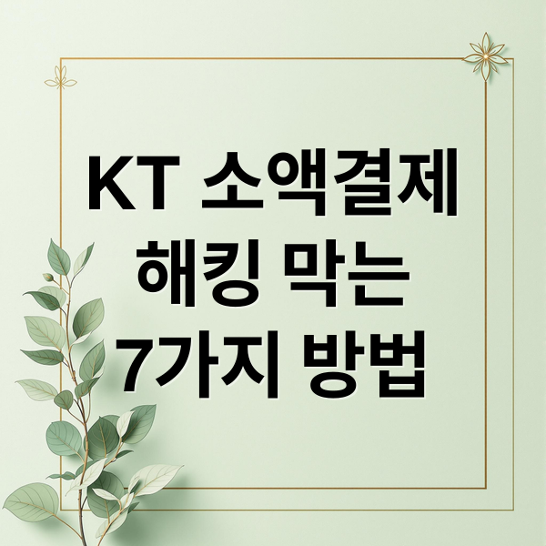 KT 소액결제, 해킹 막고 돈 아끼는 7가지 방법: 차단부터 예방까지