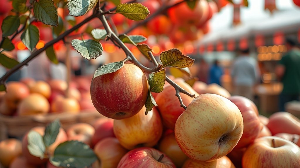 맛있는 먹거리와 사과 구매! (realistic 스타일)