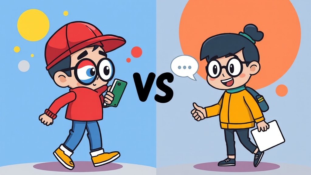 구글 번역 앱 vs ChatGPT 비교 (cartoon 스타일)