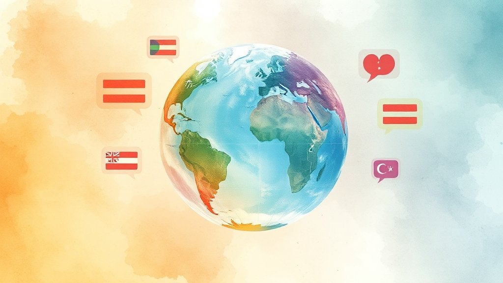 실시간 번역 전화 앱 활용법 (watercolor 스타일)