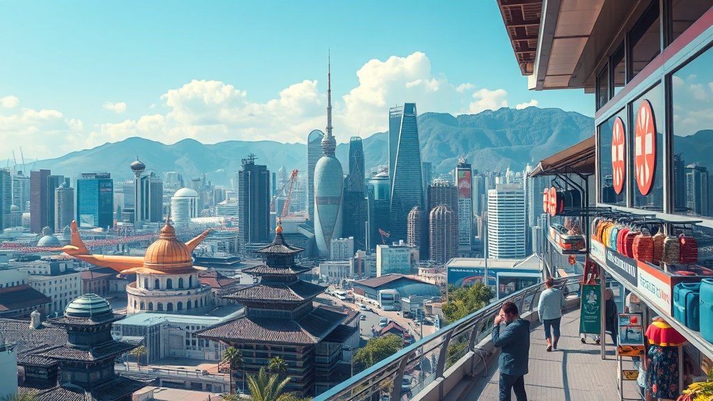 여행과 AI, 미래 여행 전망 (realistic 스타일)