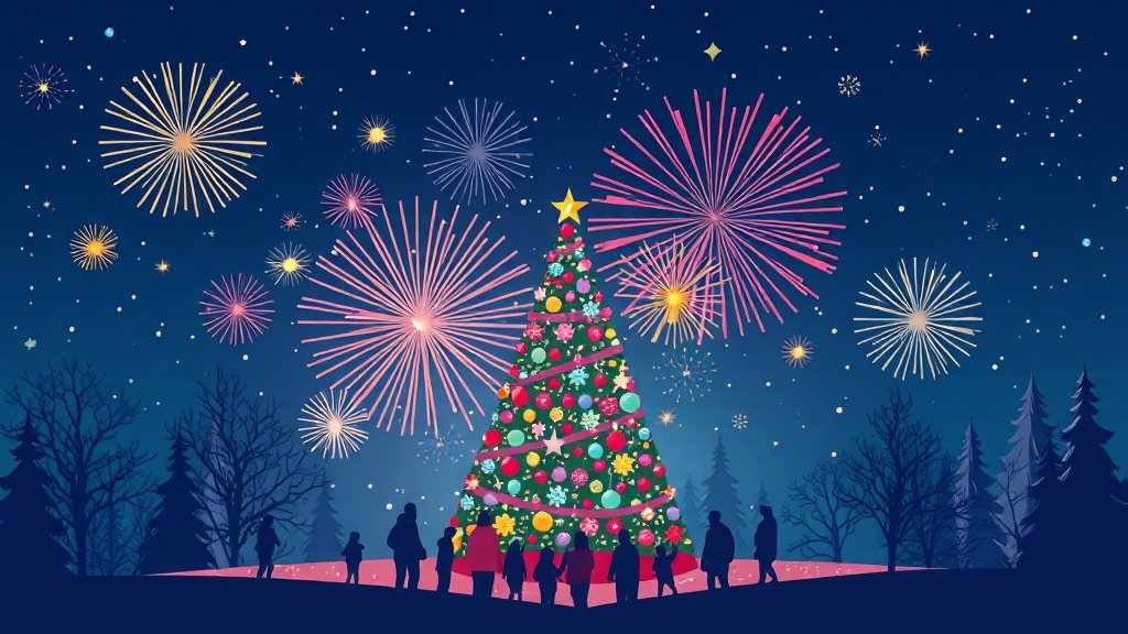 크리스마스 & 새해맞이 축제 (illustration 스타일)