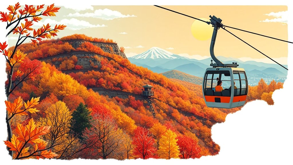 서울 단풍 명소 총정리: 남산, 공원, 궁궐, 숨겨진 곳까지! 2 남산 단풍, 케이블카 타고 편하게 즐겨봐요! (illustration 스타일)