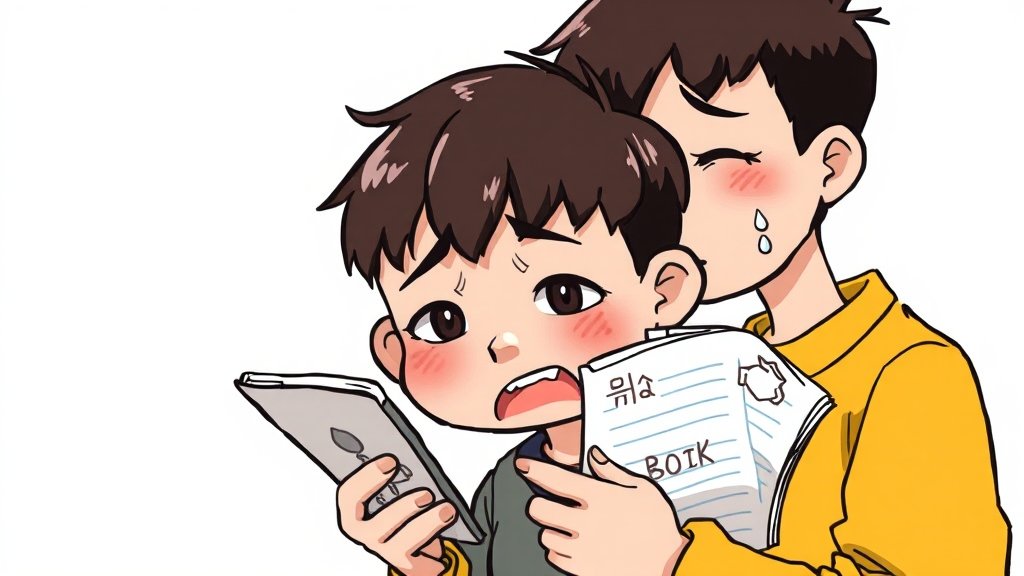 중도 해지 조건 및 환급금 (cartoon 스타일)