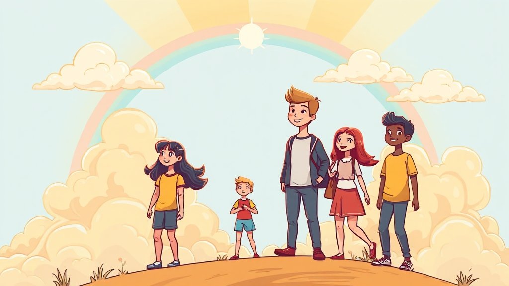 정부 지원 내용 및 혜택 (cartoon 스타일)