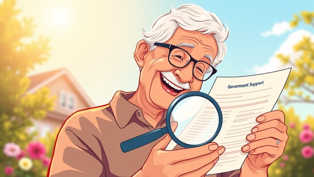 65세 이상 정부 지원금 핵심 정보 (illustration 스타일)