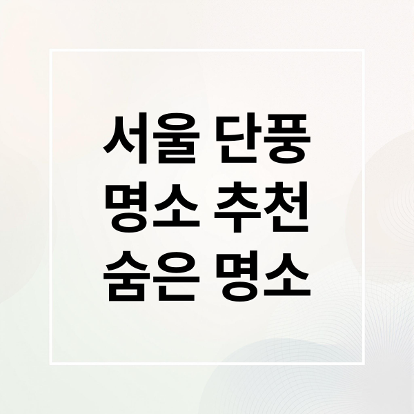 서울 단풍 명소 총정리: 남산, 공원, 궁궐, 숨겨진 곳까지!