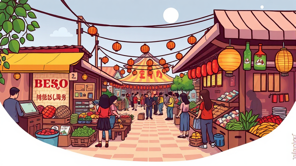 전통시장 활성화 기대 효과 (cartoon 스타일)