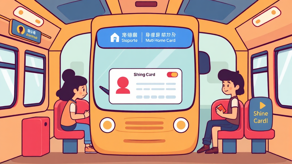 교통카드, 어떻게 등록하고 사용하나요? (cartoon 스타일)