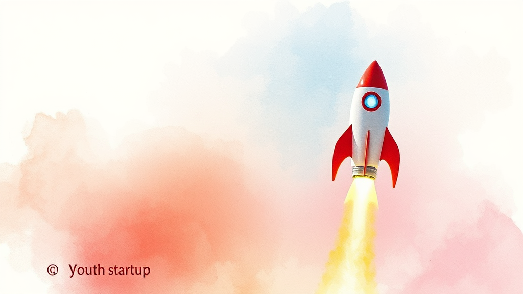 청년 창업, 꿈을 현실로! (watercolor 스타일)