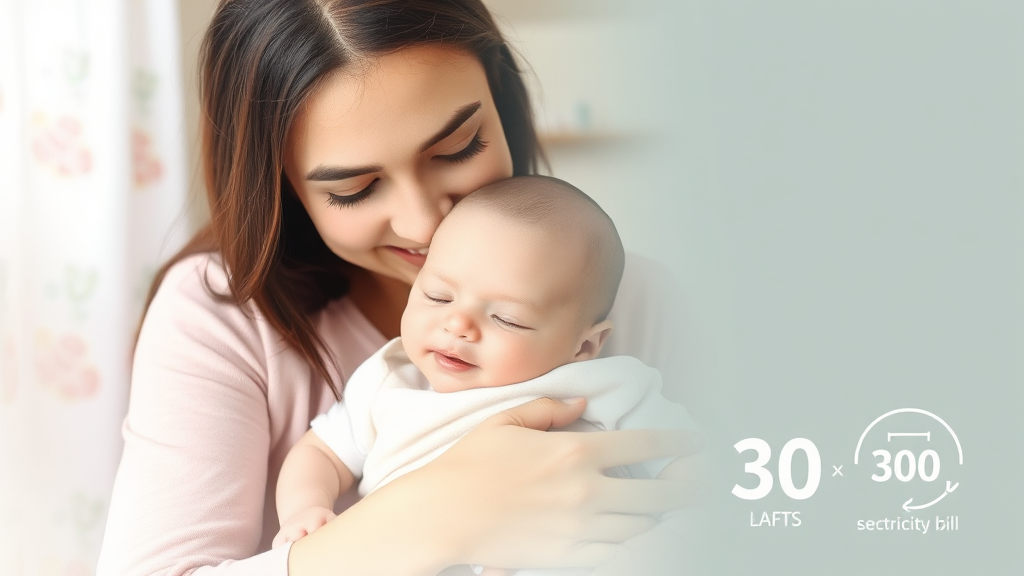 출산 가구 전기세 감면 (watercolor 스타일)