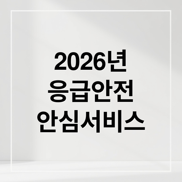 2026 응급안전안심서비스 총정리: 신청 자격, 방법, 서비스 완벽 가이드