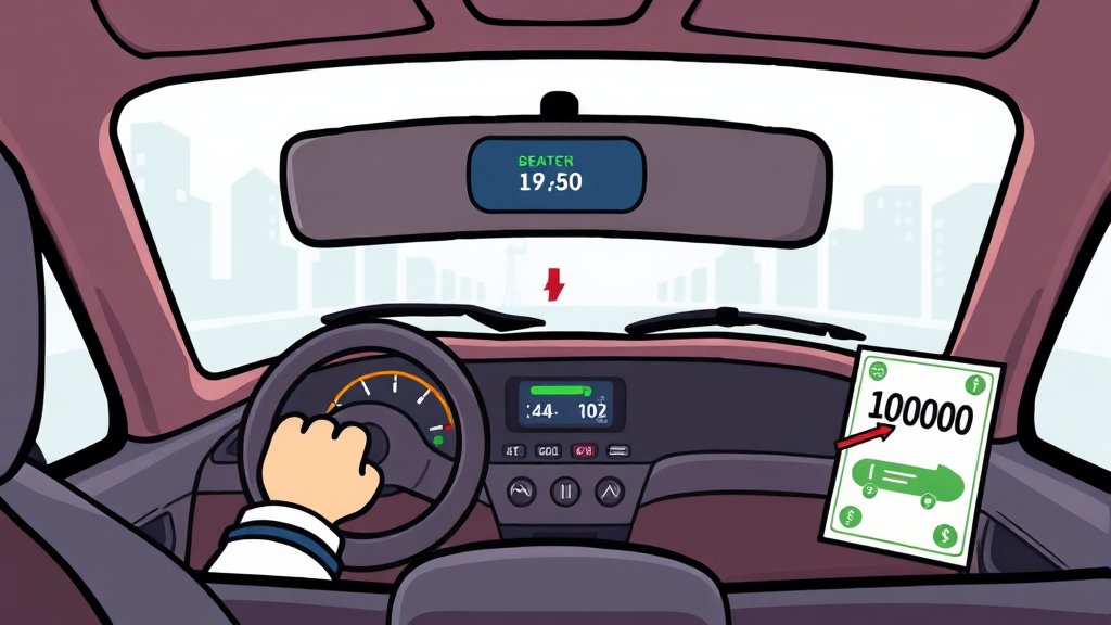 자동차 주행거리 감축 혜택 (cartoon 스타일)