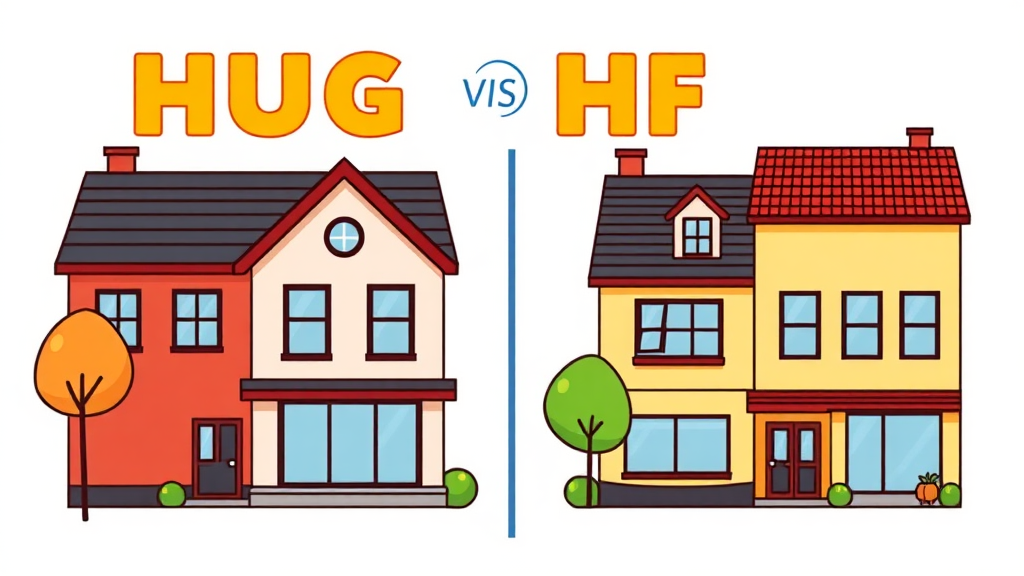 대출 한도, 금리, 기간: HUG와 HF의 미묘한 차이 (cartoon 스타일)