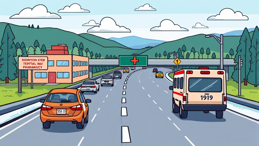 명절 이동 중 건강 비상! 고속도로 병원 이용 가이드 (cartoon 스타일)