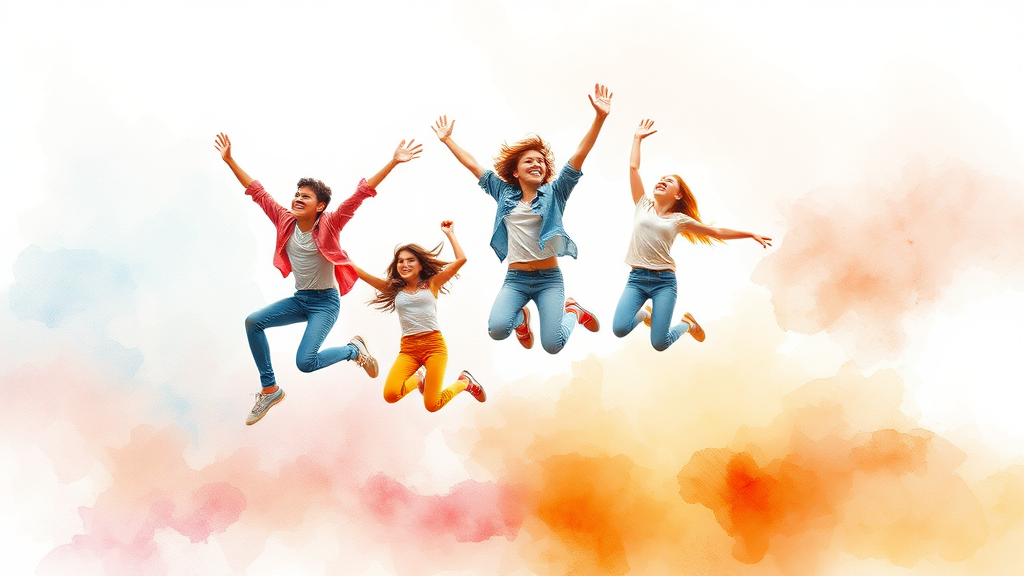 청년, 미래를 향한 도약: 맞춤형 지원 강화 (watercolor 스타일)