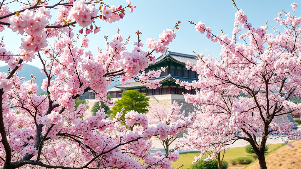 제주 왕벚꽃부터 경주 벚꽃까지, 봄꽃의 향연 (realistic 스타일)