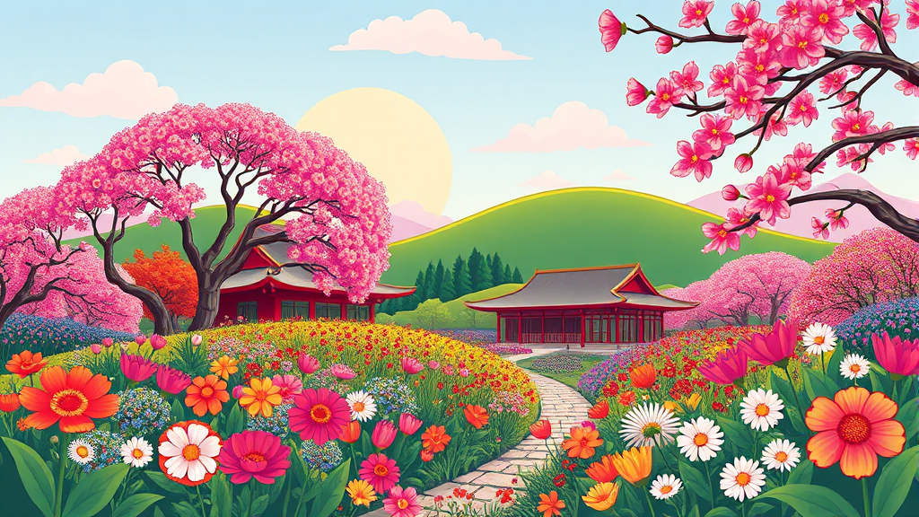 3월, 놓치면 후회할 전국 봄꽃 축제 총정리 (cartoon 스타일)