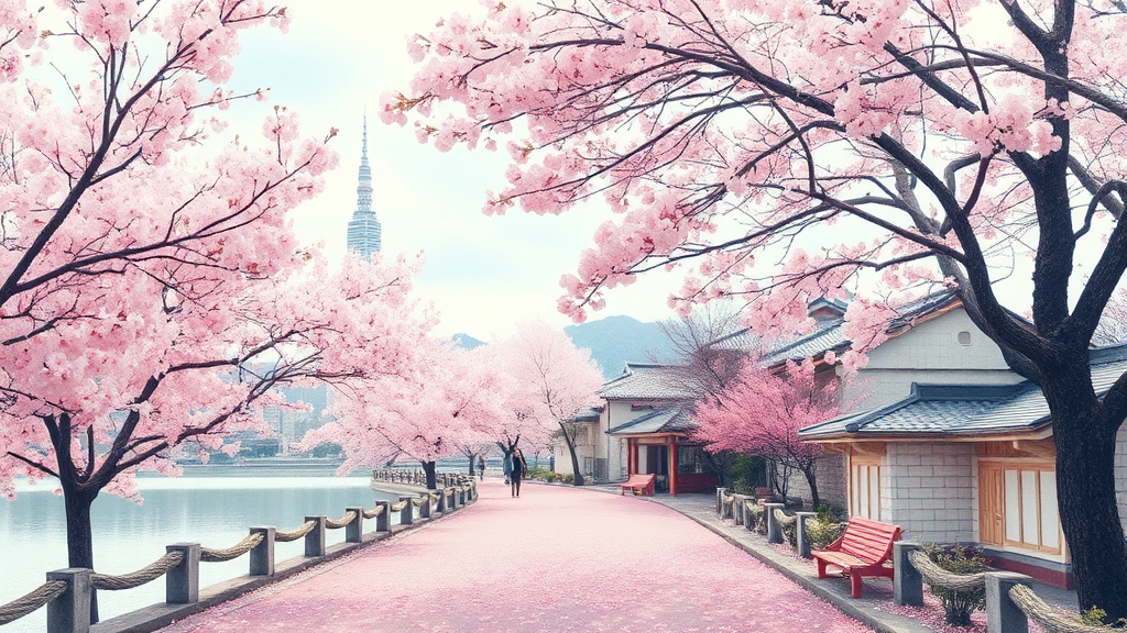 전국 벚꽃 명소 베스트 7 (watercolor 스타일)