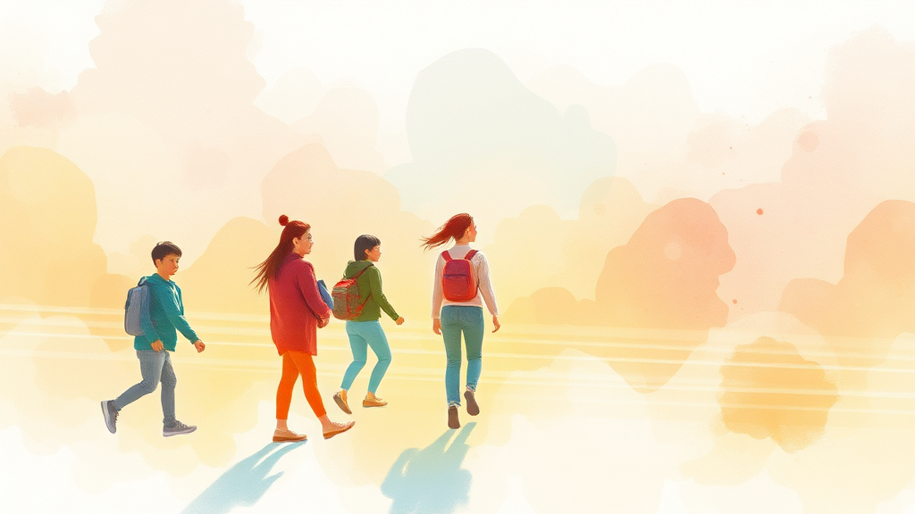 청년, 꿈을 향한 첫걸음: 취업 교육부터 수당까지 든든하게 (watercolor 스타일)