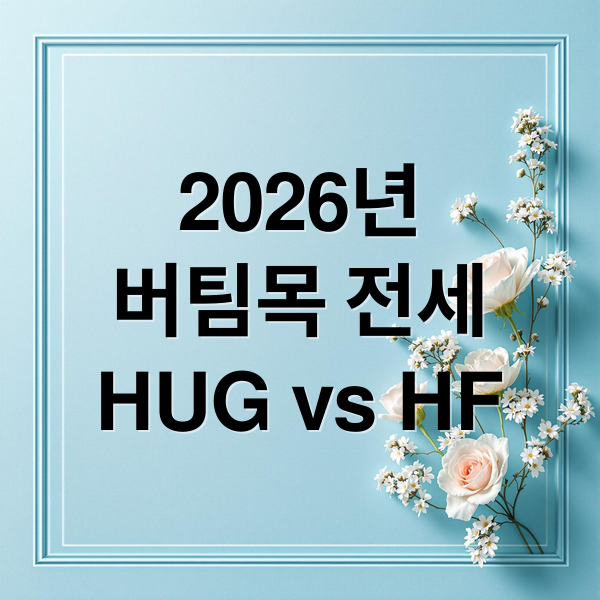 2026년 버팀목 전세자금대출: HUG vs HF 완벽 비교 및 신청 가이드