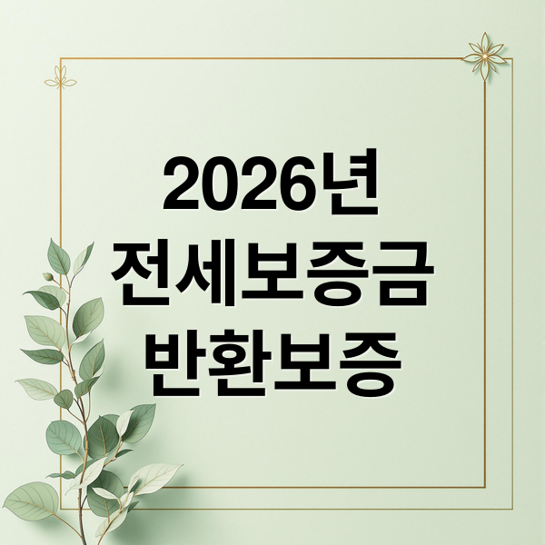 2026년 전세보증금 반환보증: 지원 대상, 가입 조건, 신청 방법 총정리