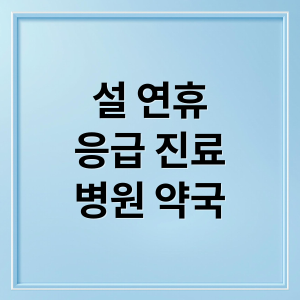 설 연휴 고속도로 응급 진료: 병원·약국 총정리