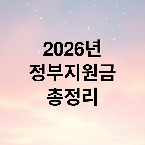 2026년 정부지원금 총정리: 놓치면 후회할 핵심 정보와 신청 방법