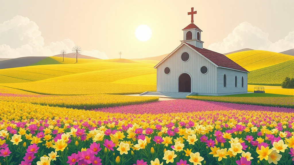 3월 봄꽃 만개! 설레는 국내 여행지 추천 BEST 7 2 제주도: 유채꽃과 함께하는 봄의 시작 (illustration 스타일)