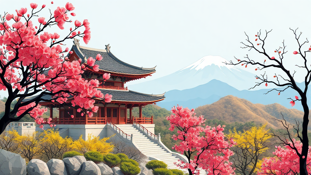 서울 3월, 따뜻한 봄날 나들이 명소 추천 (illustration 스타일)