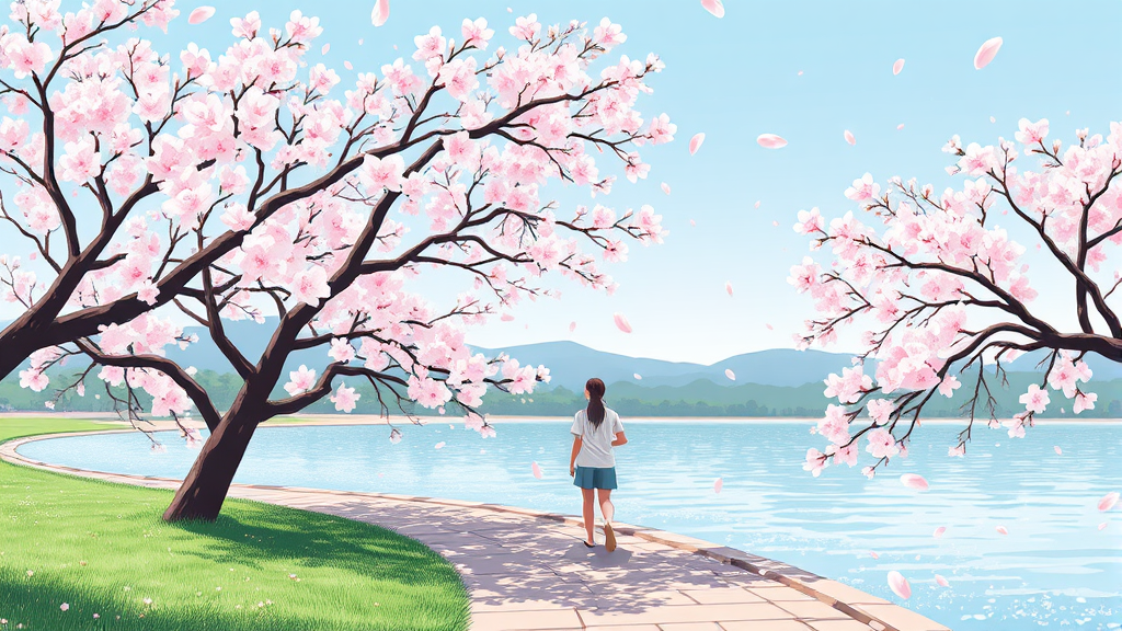 봄꽃 만개! 서울 벚꽃 명소 BEST 7 (illustration 스타일)