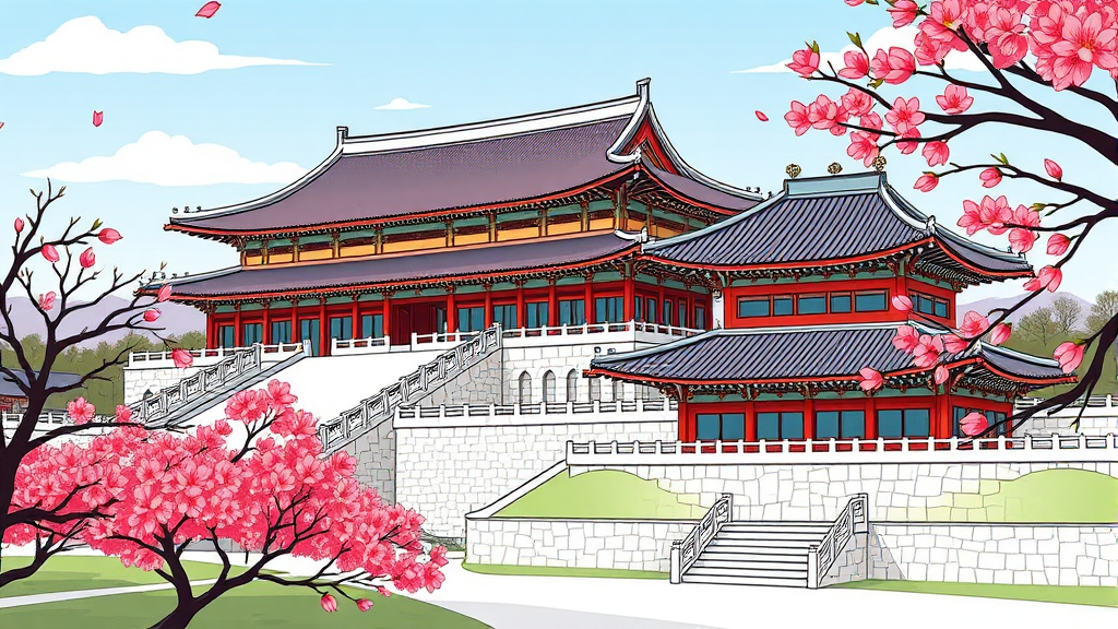 고궁에서 즐기는 한국의 미: 경복궁, 창덕궁 (cartoon 스타일)