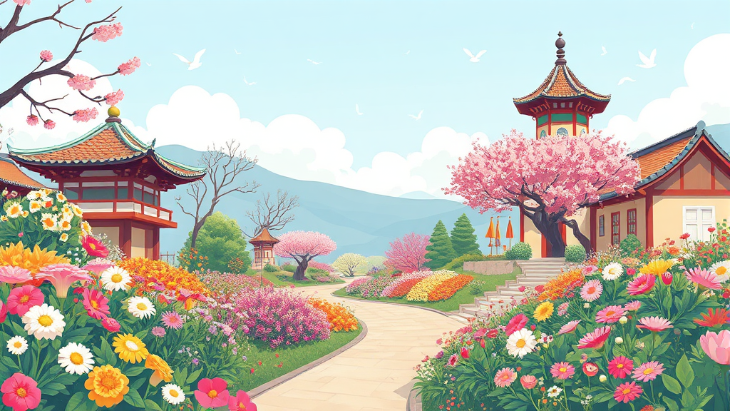 봄꽃 축제와 함께 떠나는 서울 근교 나들이 (illustration 스타일)